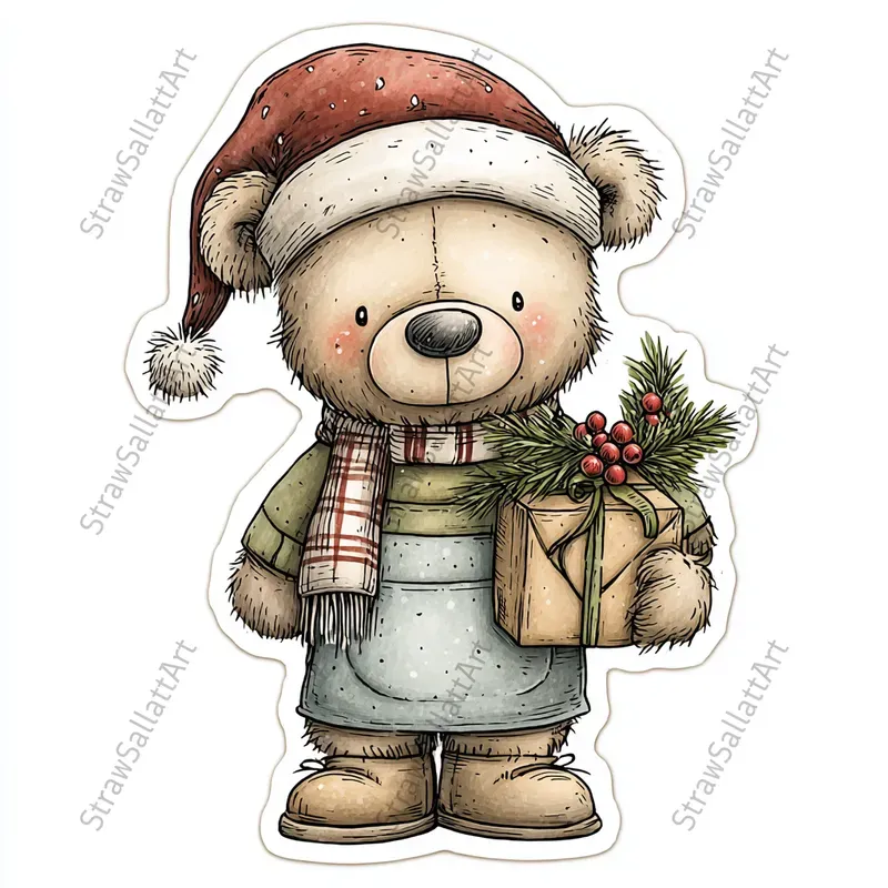Cute Christmas Character Sticker Cliparts