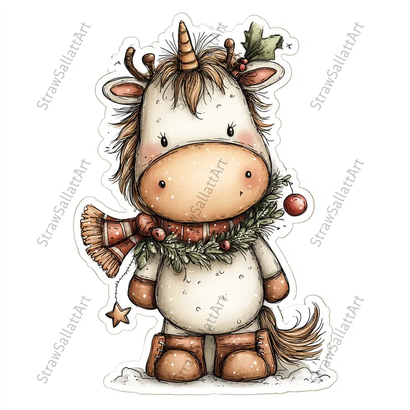 Cute Christmas Character Sticker Cliparts