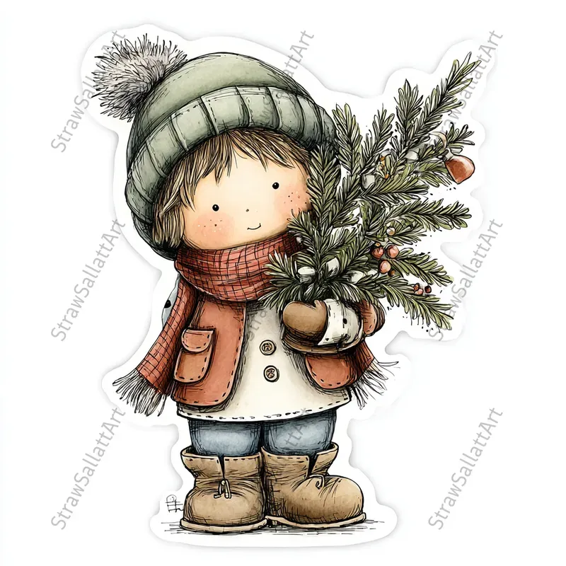 Cute Christmas Character Sticker Cliparts