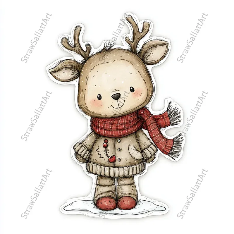 Cute Christmas Character Sticker Cliparts