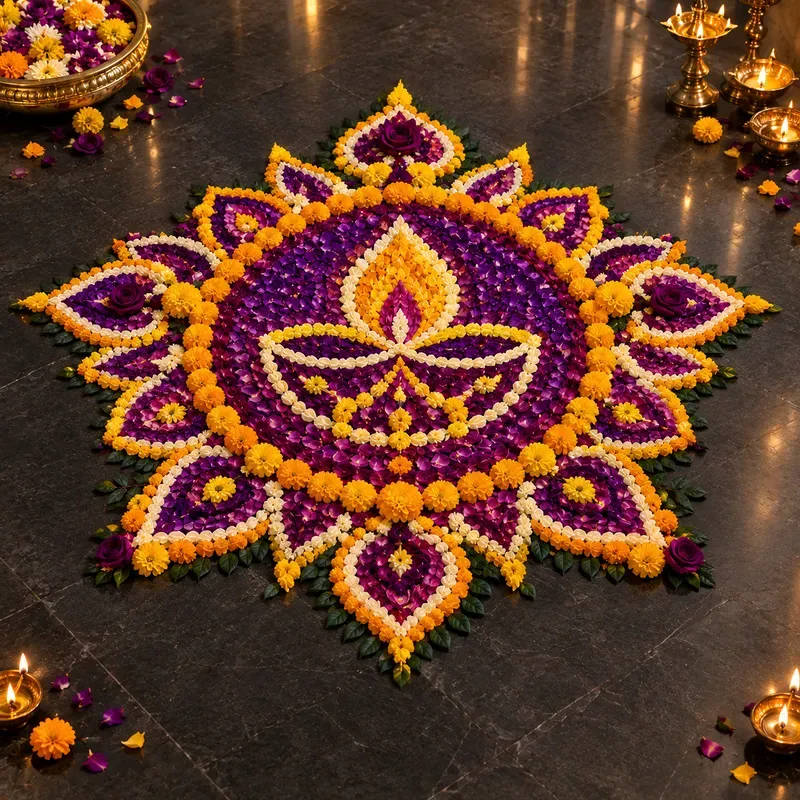 Vibrant Floral Rangoli Templates