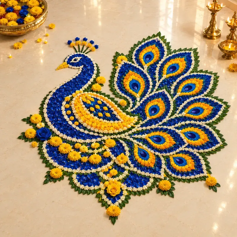 Vibrant Floral Rangoli Templates
