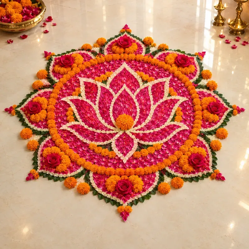 Vibrant Floral Rangoli Templates
