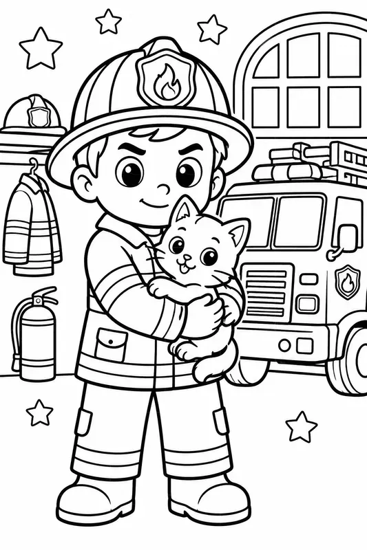 Cute Kids Coloring Book Page Generator