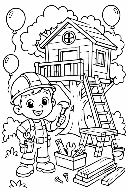 Cute Kids Coloring Book Page Generator