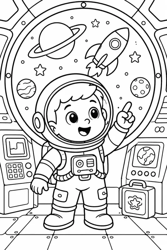 Cute Kids Coloring Book Page Generator