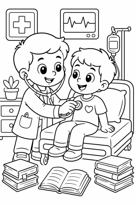 Cute Kids Coloring Book Page Generator