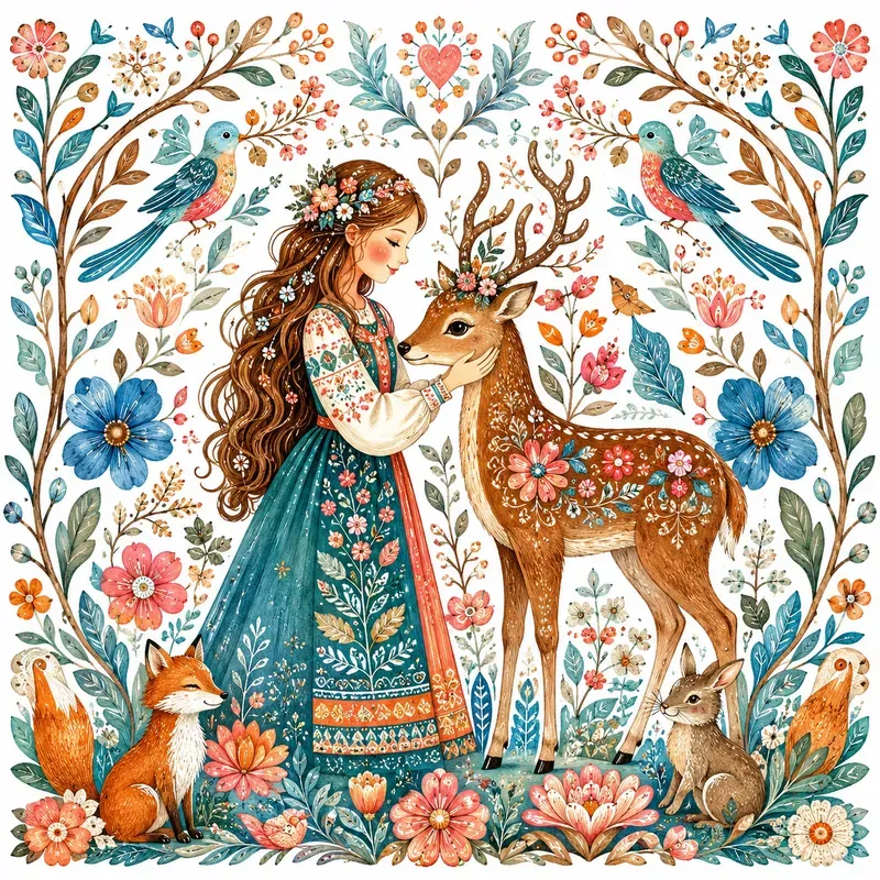 Whimsical Folk Art Fantasy Animals