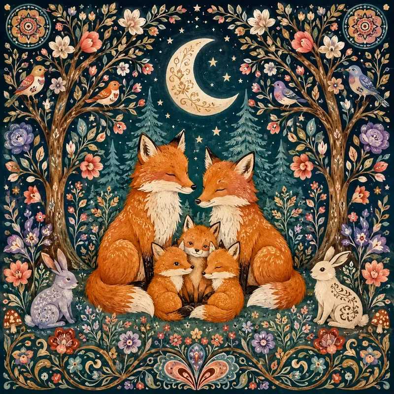 Whimsical Folk Art Fantasy Animals