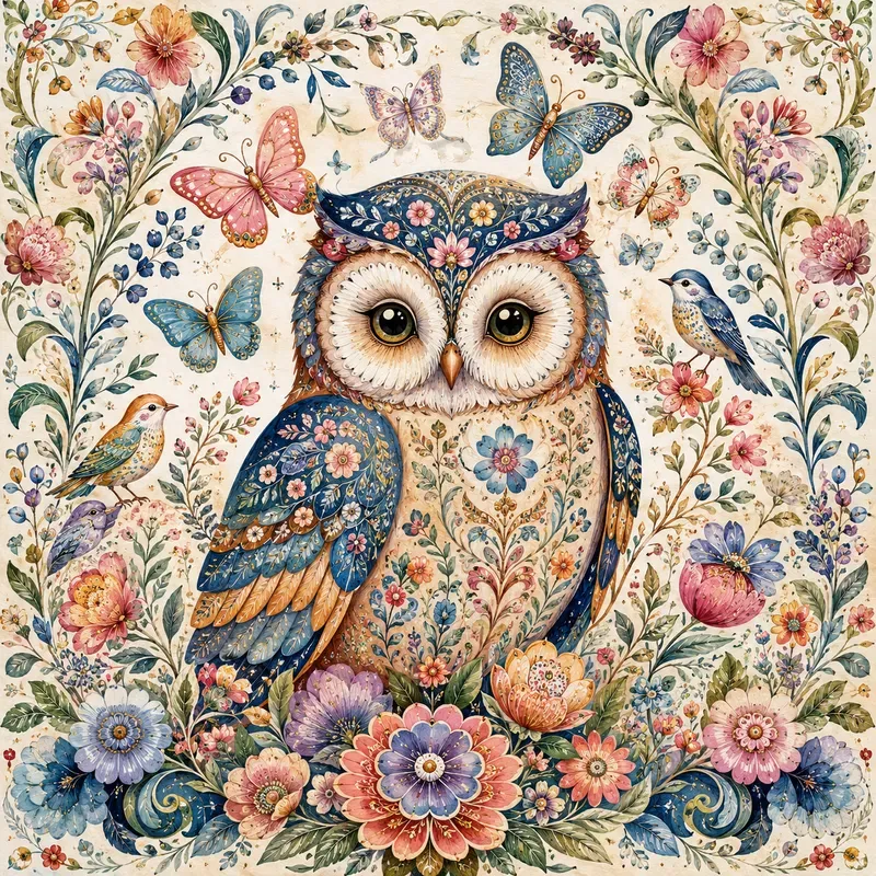 Whimsical Folk Art Fantasy Animals