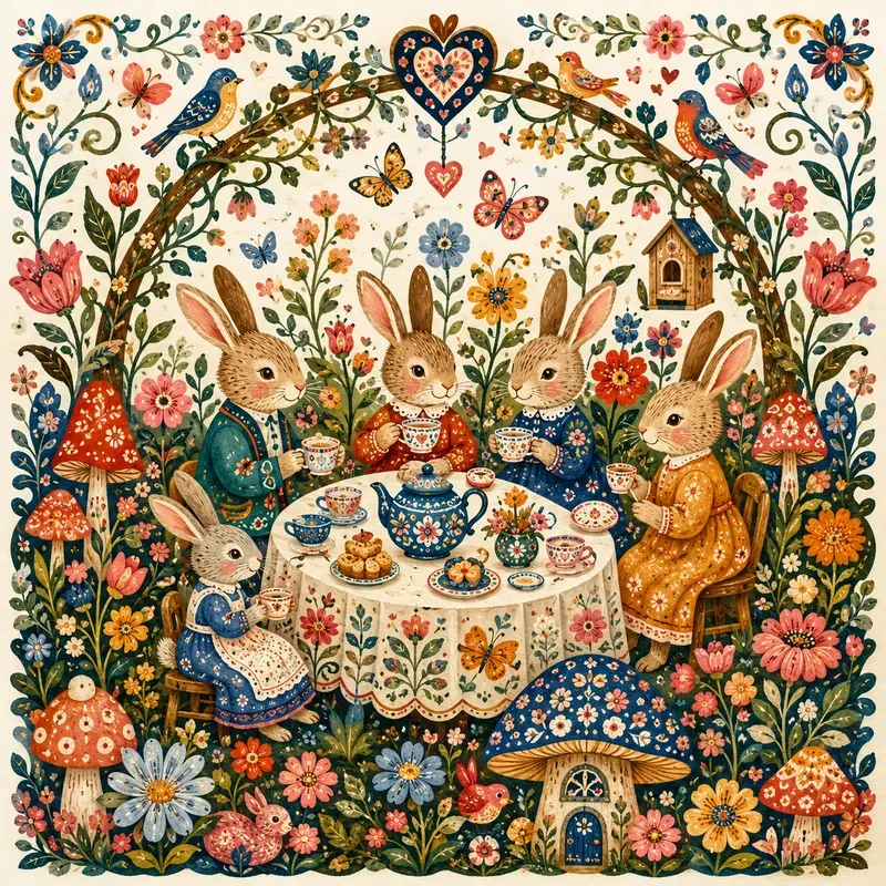 Whimsical Folk Art Fantasy Animals