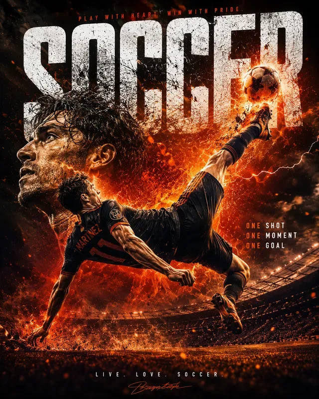 Cinematic Soccer Athlete Poster Makers