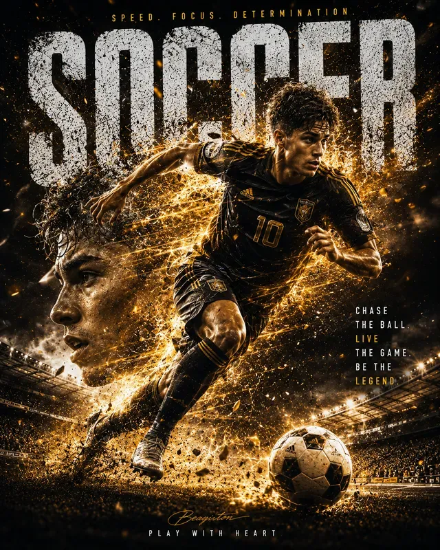 Cinematic Soccer Athlete Poster Makers