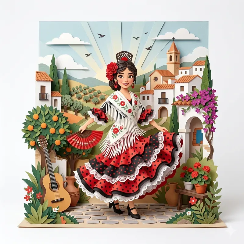 Traditional Dress Paper Cutout Dioramas