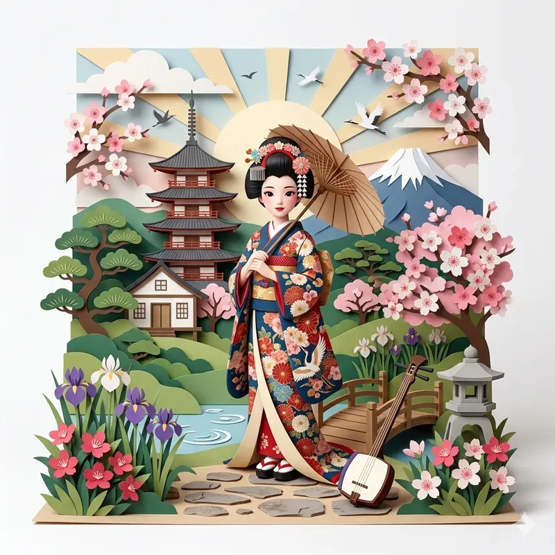 Traditional Dress Paper Cutout Dioramas
