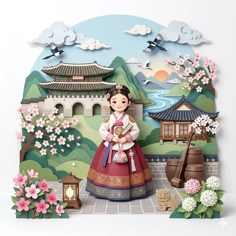 Traditional Dress Paper Cutout Dioramas