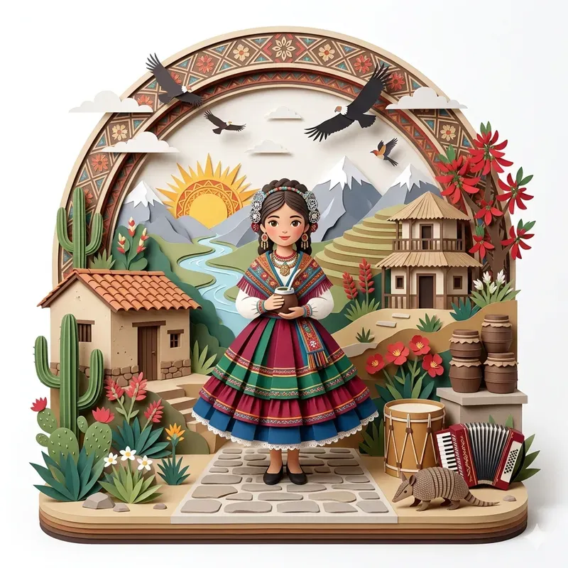 Traditional Dress Paper Cutout Dioramas