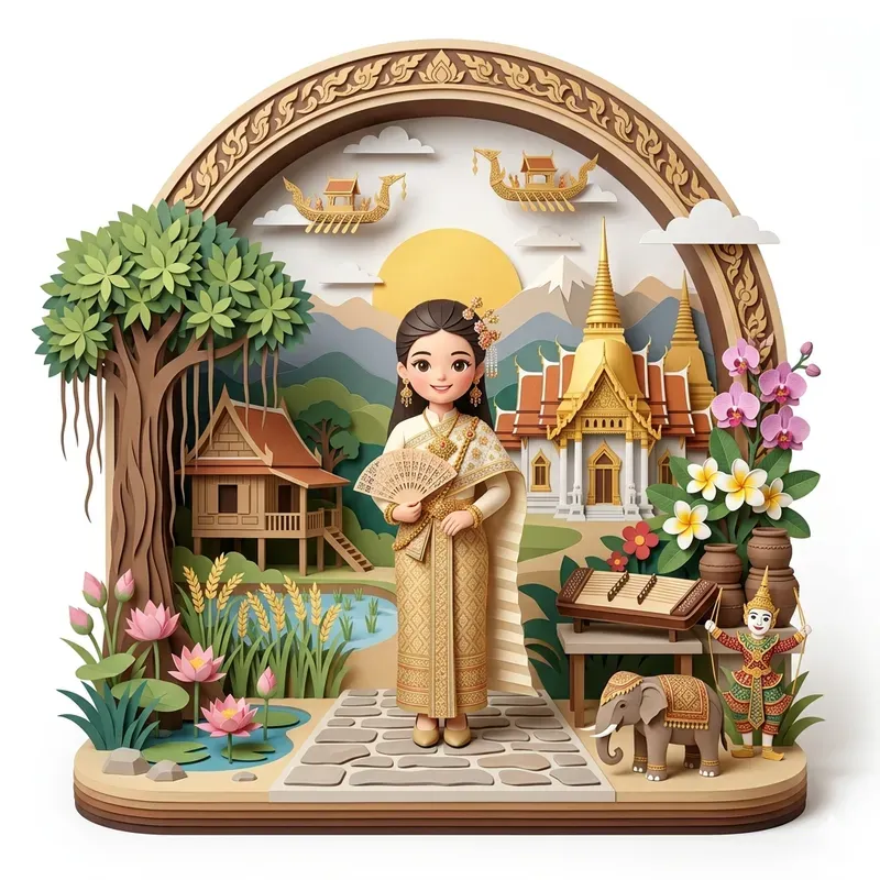 Traditional Dress Paper Cutout Dioramas