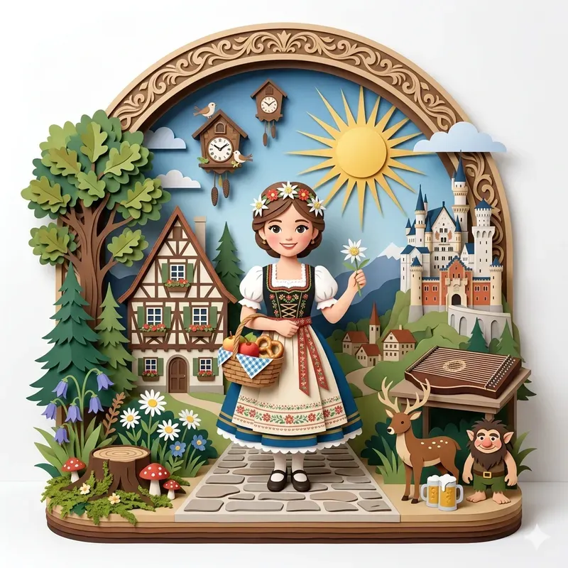 Traditional Dress Paper Cutout Dioramas