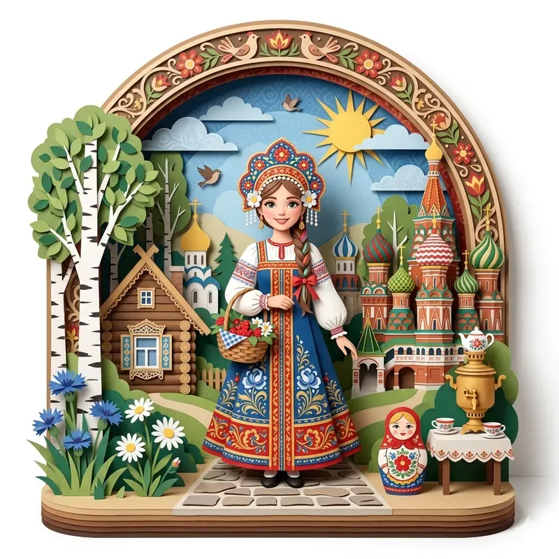 Traditional Dress Paper Cutout Dioramas