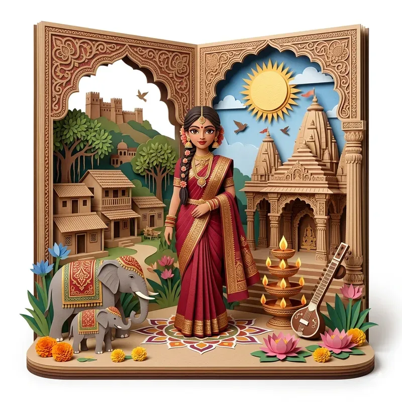 Traditional Dress Paper Cutout Dioramas