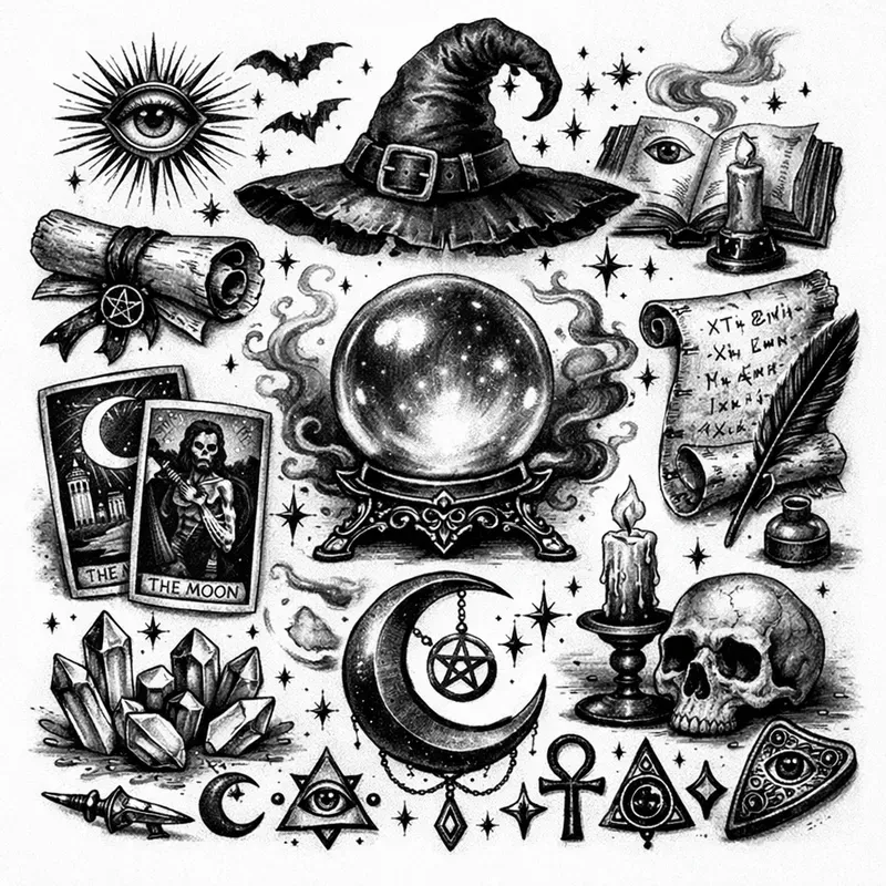 Dark Symbolic Tattoo Flash Sheets