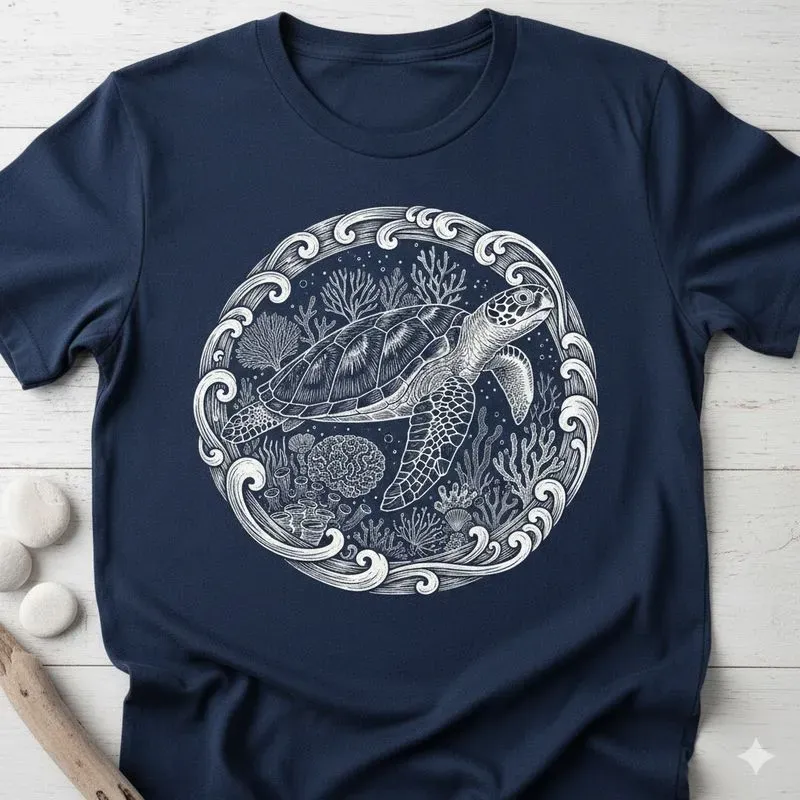 Handdrawn Marine Art Tshirt Collections