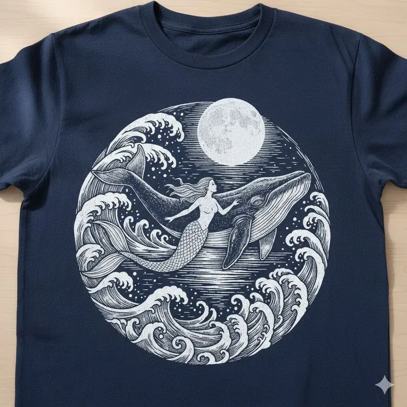 Handdrawn Marine Art Tshirt Collections