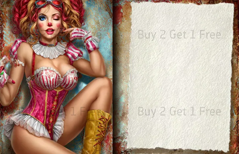 Vintage Circus Girl Double Pages