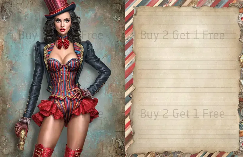 Vintage Circus Girl Double Pages