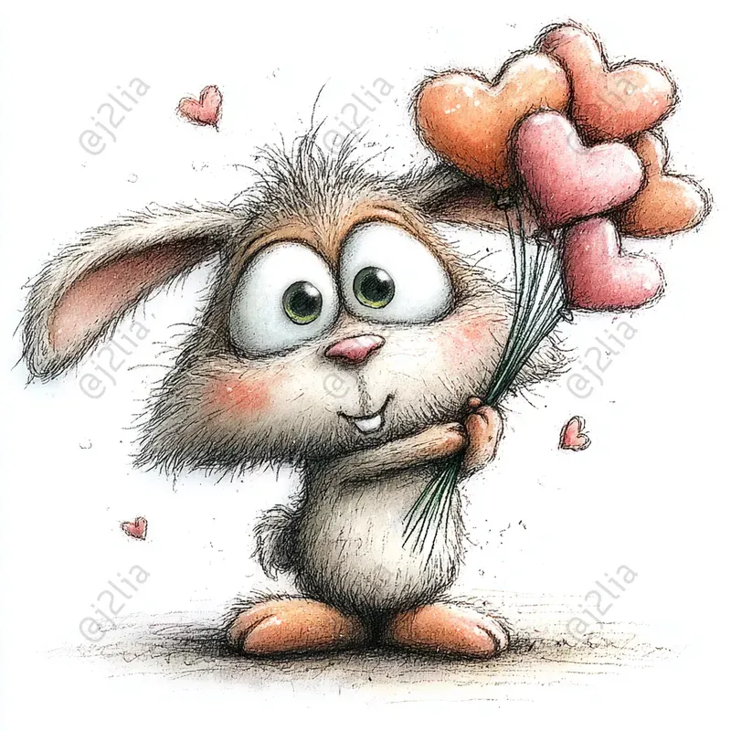 Whimsical Valentine Love Animals