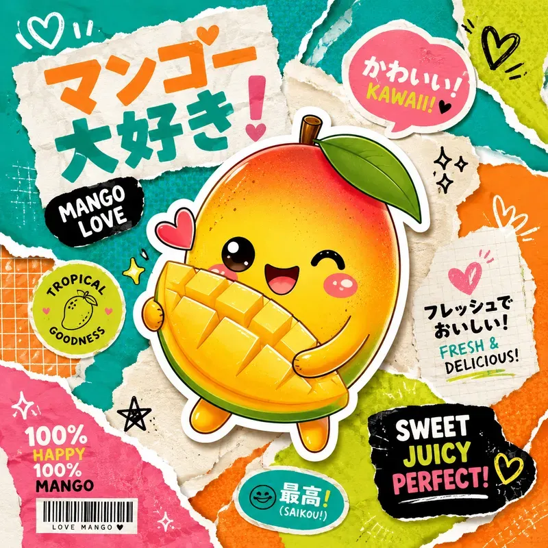 Kawaii Fruit Sticker Collage Generator