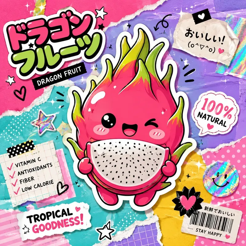 Kawaii Fruit Sticker Collage Generator