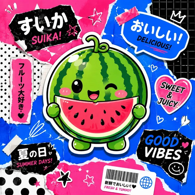 Kawaii Fruit Sticker Collage Generator