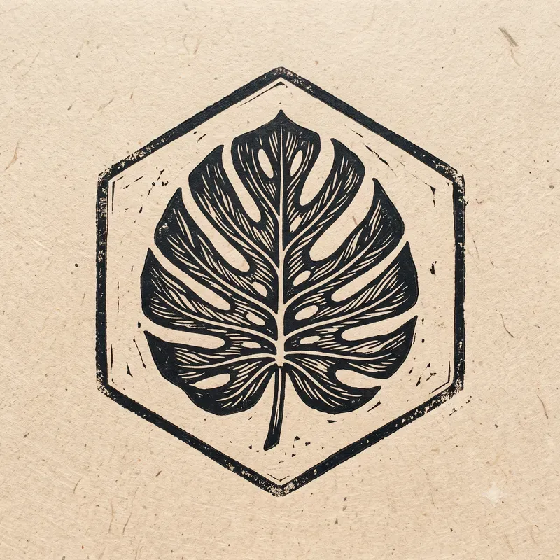 Minimalist Botanical Linocut Stamps