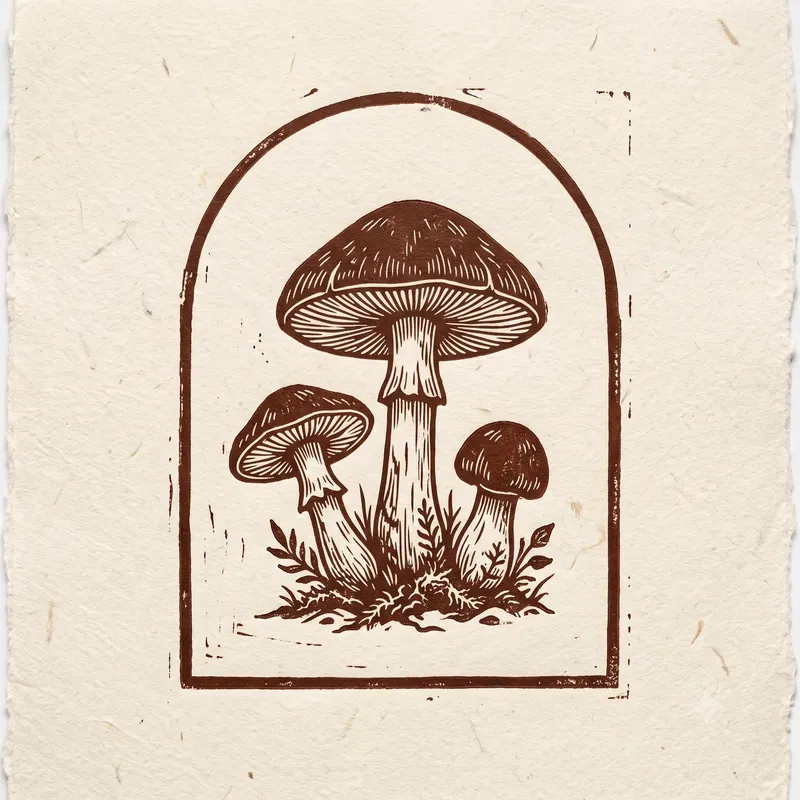 Minimalist Botanical Linocut Stamps