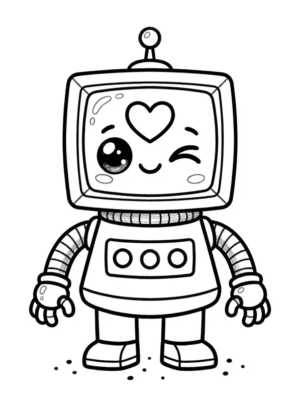 Kawaii Robot Coloring Pages