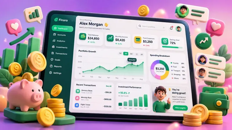 3D Tablet UI Dashboard Mockups