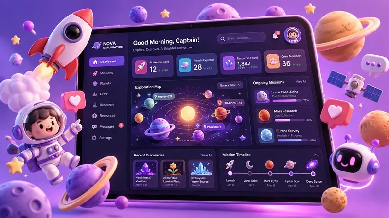 3D Tablet UI Dashboard Mockups