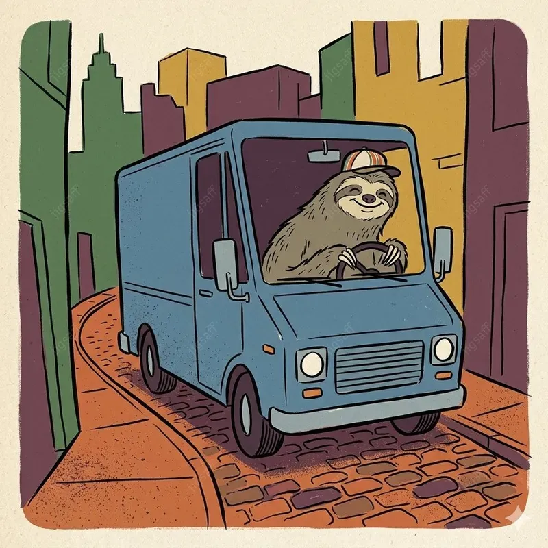 Retro Ink Gouache Animal Vehicle Art
