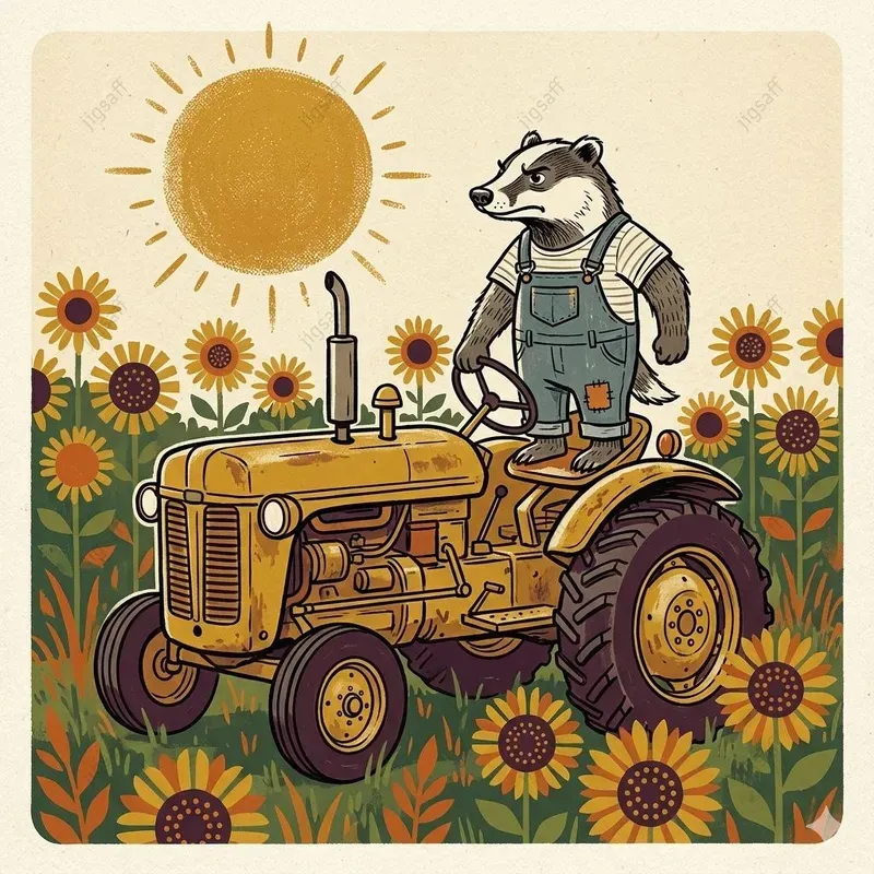 Retro Ink Gouache Animal Vehicle Art