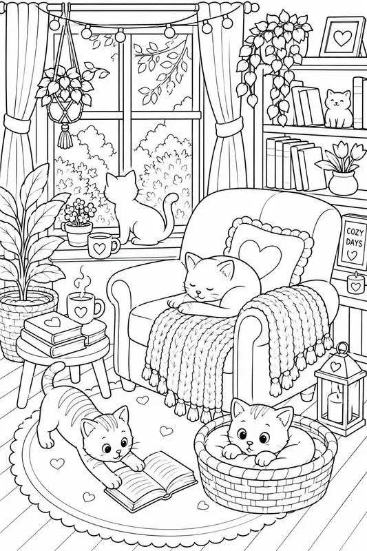 Cozy Cats At Home Coloring Books