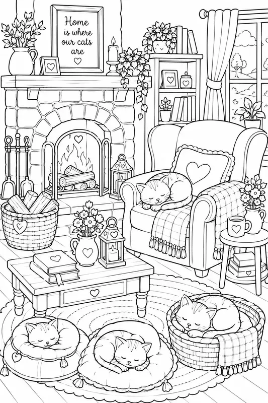 Cozy Cats At Home Coloring Books