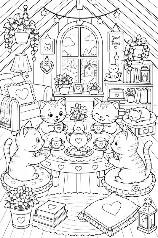 Cozy Cats At Home Coloring Books
