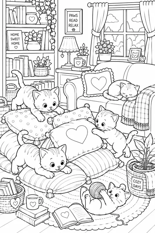 Cozy Cats At Home Coloring Books