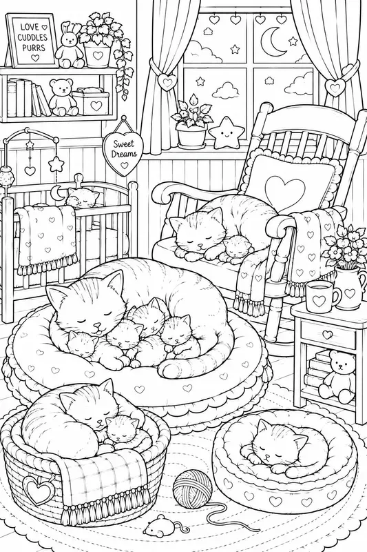 Cozy Cats At Home Coloring Books