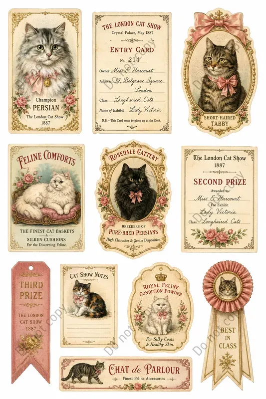 Vintage Cat Lover Ephemera Sheets