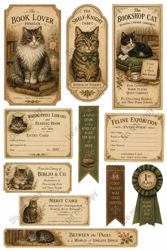 Vintage Cat Lover Ephemera Sheets