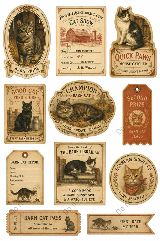 Vintage Cat Lover Ephemera Sheets