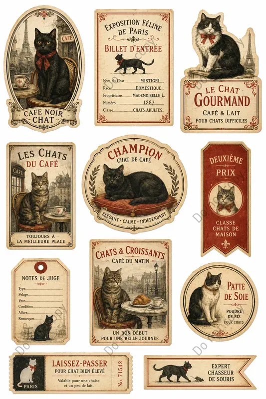 Vintage Cat Lover Ephemera Sheets